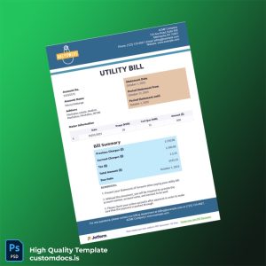 ACME Company Editable Utility Bill Template in Word and PDF formats