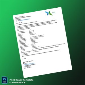 custom Afghanistan ALM Logistic Company Employment Verification Letter Template - Word & PDF File Preview - CustomDocs