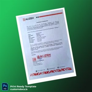 custom Afghanistan Alizeh Employment Verification Letter Template - Word & PDF File Preview - CustomDocs