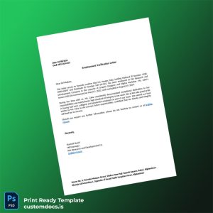 custom Afghanistan KIA Research and Development Employment Verification Letter Template - Word & PDF File Preview - CustomDocs