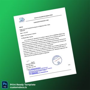 custom Afghanistan Society for Sustainable Development SSDA Employment Verification Letter Template - Word & PDF File Preview - CustomDocs