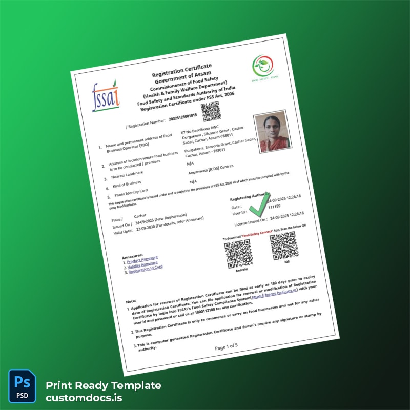 custom Assam Government Registration Certificate Template - Word & PDF File Preview - CustomDocs