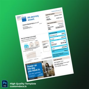 Australia AGL Sales Pty Limited Editable Energy Bill Template in Word and PDF formats