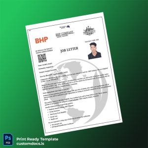 custom Australia BHP Company Employment Verification Letter Template - Word & PDF File Preview - CustomDocs
