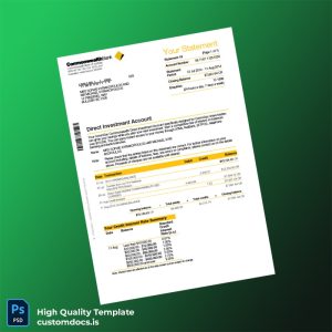Australia Commonwealth Bank Statement Template in Word and PDF formats
