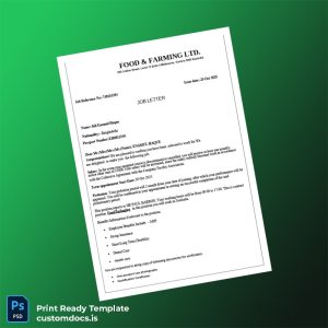 custom Australia Food Farming Ltd Employment Verification Letter Template - Word & PDF File Preview - CustomDocs