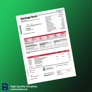 Australia Heritage Bank Credit Card Statement Template in Word and PDF formats