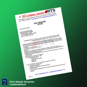 custom Australia RTS Company Employment Verification Letter Template - Word & PDF File Preview - CustomDocs