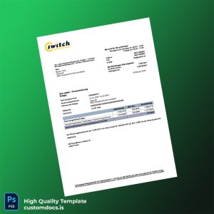 Austria Switch Energievertriebsges mbH Editable Utility Bill Template in Word and PDF formats