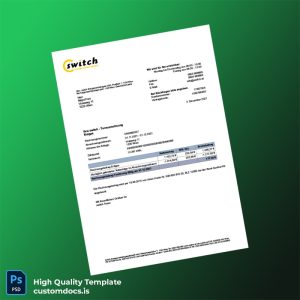 Austria Switch Energievertriebsgesellschaft mbH Editable Utility Bill Template in Word and PDF formats