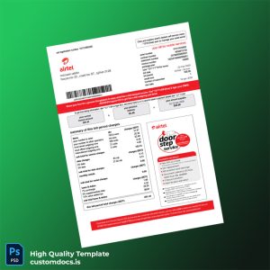Bangladesh Airtel Editable Phone Bill Template in Word and PDF formats