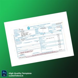 Bangladesh Bangladesh Power Development Board Editable Electricity Bill Template in Word and PDF formats
