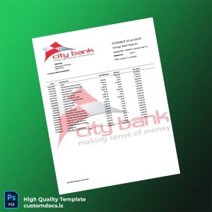 Bangladesh City Bank Statement Template in Word and PDF formats