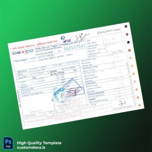 Bangladesh Dhaka Electric Supply Company Editable Electricity Bill Template in Word and PDF formats
