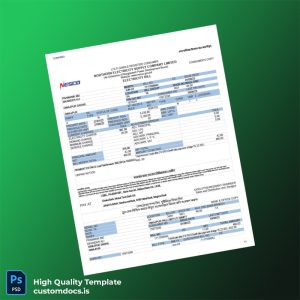 Bangladesh Dinajpur Sadar Sales And Distribution Unit Editable Utility Bill Template in Word and PDF formats