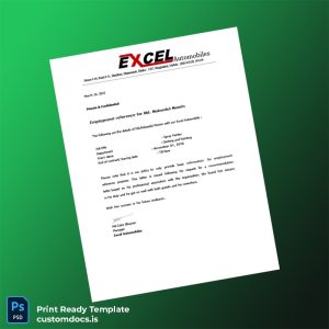 custom Bangladesh Excel Automobiles Employment Verification Letter Template - Word & PDF File Preview - CustomDocs