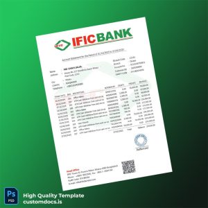 Bangladesh IFIC Bank Statement Template in Word and PDF formats