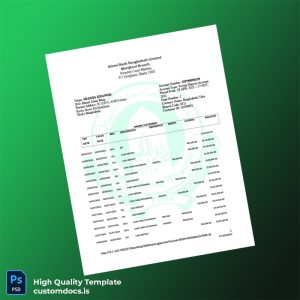 Bangladesh Islami Bank Bangladesh Limited Bank Statement Template in Word and PDF formats