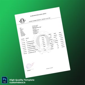 Bangladesh Islami Bank Limited Bank Statement Template in Word and PDF formats