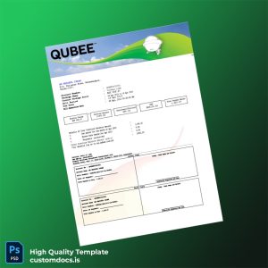 Bangladesh Qubee Editable Utility Bill Template in Word and PDF formats