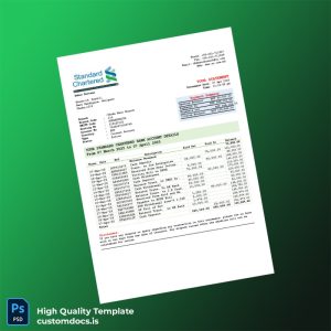 Bangladesh Standard Chartered Editable Bank Statement Template in Word and PDF formats