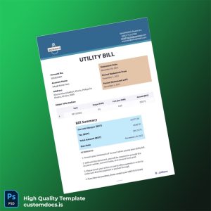 Bangladesh WAZIPADICO Powers Inc Editable Utility Bill Template in Word and PDF formats