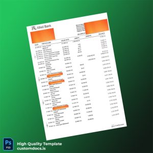 Bank Statement Sample - D Template in Word and PDF formats
