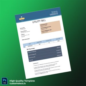 Belgium ABC Powers Editable Utility Bill Template in Word and PDF formats