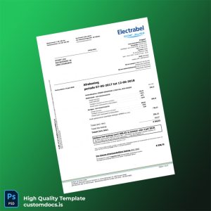 Belgium Electrabel Customer Solutions Nv Editable Utility Bill Template in Word and PDF formats