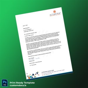 custom Canada Altimetrik Canada Corp Employment Verification Letter Template - Word & PDF File Preview - CustomDocs