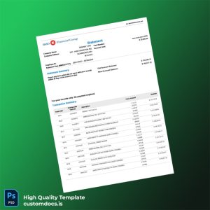 Canada BMO Bank Statement Template in Word and PDF formats