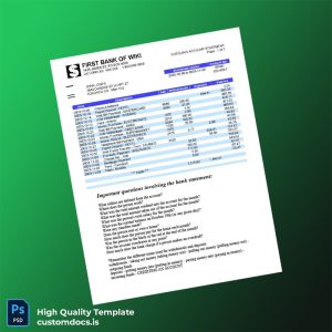 Canada Bank Statement Template in Word and PDF formats