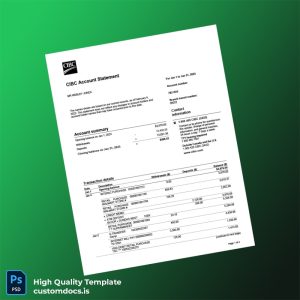 Canada CIBC Account Statement Template in Word and PDF formats