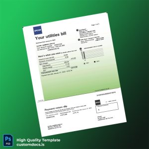 Canada EPCOR Editable Electricity Bill Template in Word and PDF formats