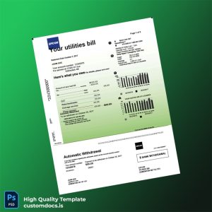 Canada EPCOR Editable Utility Bill Template in Word and PDF formats