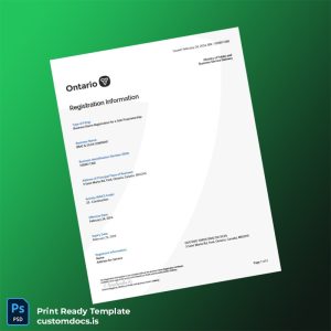 custom Canada Ministry of Public and Business Service Delivery Business Name Registration for a Sole Proprietorship Template in Word an File Preview - CustomDocs