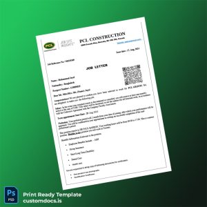 custom Canada PCL GROUPS Employment Verification Letter Template - Word & PDF File Preview - CustomDocs