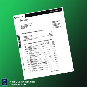 Canada Scotia Bank Statement Template in Word and PDF formats