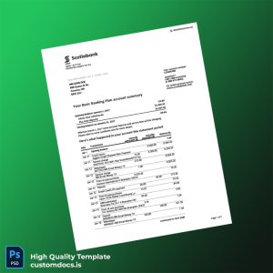 Canada Scotiabank Bank Statement Template in Word and PDF formats