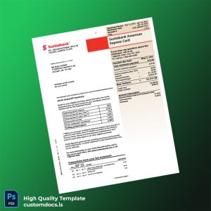Canada Scotiabank Credit Card Statement Template in Word and PDF formats