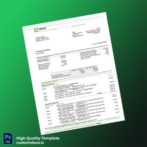 Canada TD Bank Statement Template in Word and PDF formats