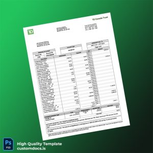 Canada TD Canada Trust Bank Statement Template in Word and PDF formats
