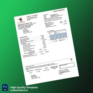 Canada Town Of Cochrane Editable Water Bill Template in Word and PDF formats
