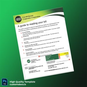 Carroll Electric Cooperative Corporation Editable Electricity Bill Template in Word and PDF formats