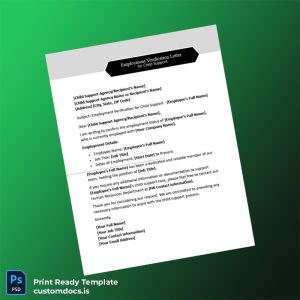 custom Child Support Agency Employment Verification Letter Template - Word & PDF File Preview - CustomDocs