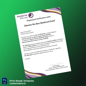 custom Clacton-On-Sea Seafront Hotel Employment Verification Letter in Word and PDF formats File Preview - CustomDocs