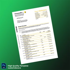 Commonwealth Bank Statement Template in Word and PDF formats
