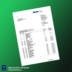 Denmark Danske Bank Statement Template in Word and PDF formats
