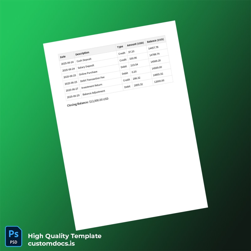 Editable Bank Statement Template in Word and PDF formats page 7