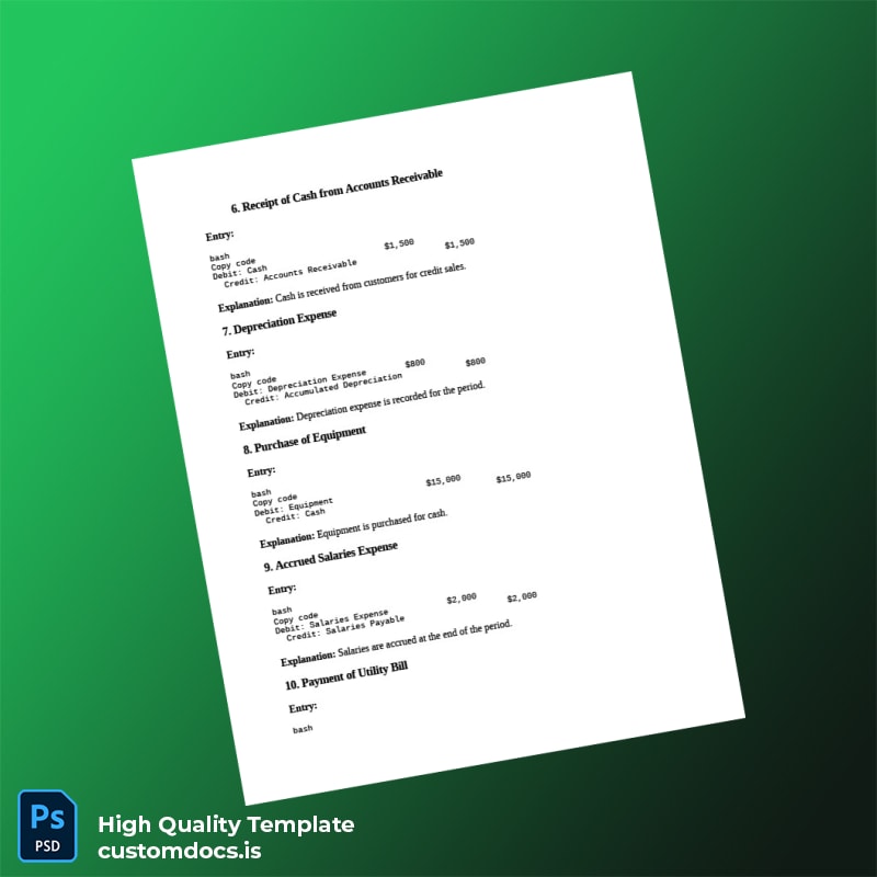 Editable Journal Entries Template in Word and PDF formats